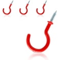 thumbnail image 1 of PHITUODA 10Pcs 2-Inch Cup Hooks Ceiling Hooks, Plastic-Covered Metal Screw-in Hooks, Red, 1 of 8
