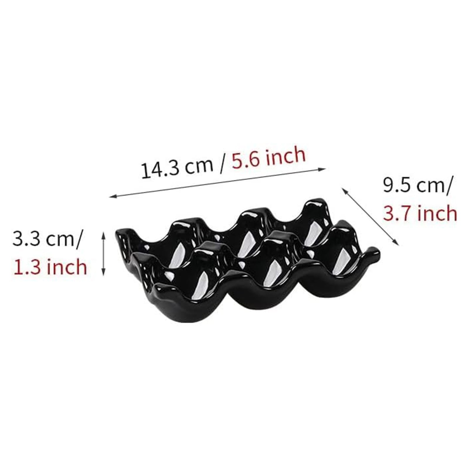 BEGHT 2Pcs Ceramic Half Dozen Egg Tray Holder for Countertop, Refrigerator, Porcelain Egg Carton Holds6 Chicken Eggs, Hard Boiled Eggs for Refrigerator Countertop Display Kitchen.