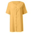 thumbnail image 5 of Ediodpoh Women V Neck Top Shirt Pullover Solid Color Comfortable Shirt Short Sleeve Loose Elegant Shirt Dress Womens Tshirts Yellow XXXL, 5 of 5