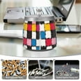 thumbnail image 6 of Yayeee Ashtray with Lid for Cigarette Smokeless Stainless Steel Home Ash Holder, White Checkered Pattern, 6 of 7