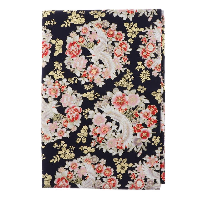 Tela japonesa de algodón con estampado de flores japonesas para niños Flor de durazno negro