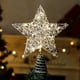 thumbnail image 1 of Estrella para árbol de Navidad, funciona con pilas, estrella navideña plateada con temporizador, luz decorativa con rayas plateadas, 20 luces navideñas LED en alambre de metal para decoración de inter, 1 of 4