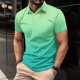 thumbnail image 2 of Camisas de Manga Larga para Hombres Impresos Girar Hacia Abajo Botones de Cuello Lateral Dividido, Casual Blusa de Manga Corta, 2 of 6