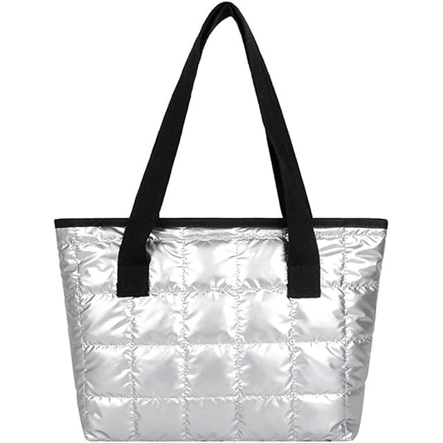 LHSHID Women Retro Nylon Tote Hanbag Large Quilted Cotton Down Hobo Shoulder Bag Purse