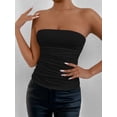 thumbnail image 5 of Women'S Tube Tops Strapless Going Out Crop Tank Top Ruched Bandeau Outfits Sleeveless Y2K Shirts Black L, 5 of 8