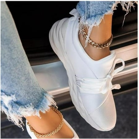 

Women s Platform Lace-Up Loafers Slip-On Lightweight Breather Fashion Sneakers Mesh Non Slip Air Cushion Athletic Arch Support Nurse Dance Casual Platform Work Shoes ( Color : White Size : 9.5 )