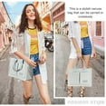 thumbnail image 5 of Gocvo Canvas Tote Bag for Women, Large Multi-Pocket Shoulder Handbag, Crossbody Messenger Bag, Grey, 5 of 6