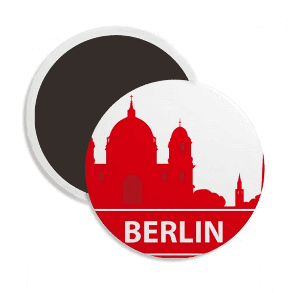 Berlin Germany Red Landmark Pattern Round Ceracs Fridge Magnet Keepsake Decoration