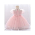thumbnail image 4 of Bagilaanoe Toddler Baby Girl Party Dress Short Sleeve A-line Princess Dresses 9M 12M 18M 24M 3T 4T 5T Tulle Dress for Birthday Wedding, 4 of 9
