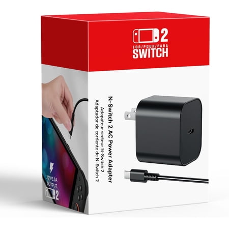 Switch 2 Charger - 60w AC Power Adapter for Nintendo 2/1, 5FT/1.5M UBC Cable, Support 4K TV Dock, PD3.0 Fast Charging Supply 20V/3A for Nintendo Switch Batteries