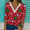thumbnail image 1 of Qertyioot Chandail en Molleton de Noël pour Femmes Mode Décontractée Manches Longues Col en V Chandail, 1 of 5