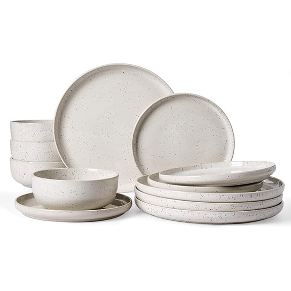 Plates and Bowls Set, 12 Pieces Dinnerware Sets, Dishes Set for 4