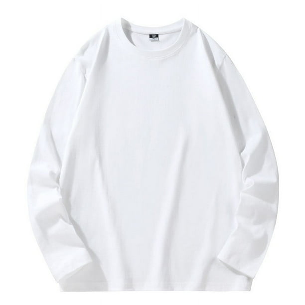 pstuiky mangas largas para hombre, Camisa informal de manga larga con cuello redondo y color liso para hombre. Blusas de manga larga con cuello redondo. camisetas de hombre xl