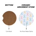 thumbnail image 3 of Round Ceramic Car Coasters 2 Pack Absorptive Clean Cork Bottom For Anti-Slip Use On Most Cars Cancer Awareness Ribbon Pattern - Soft Multicolor, 3 of 8