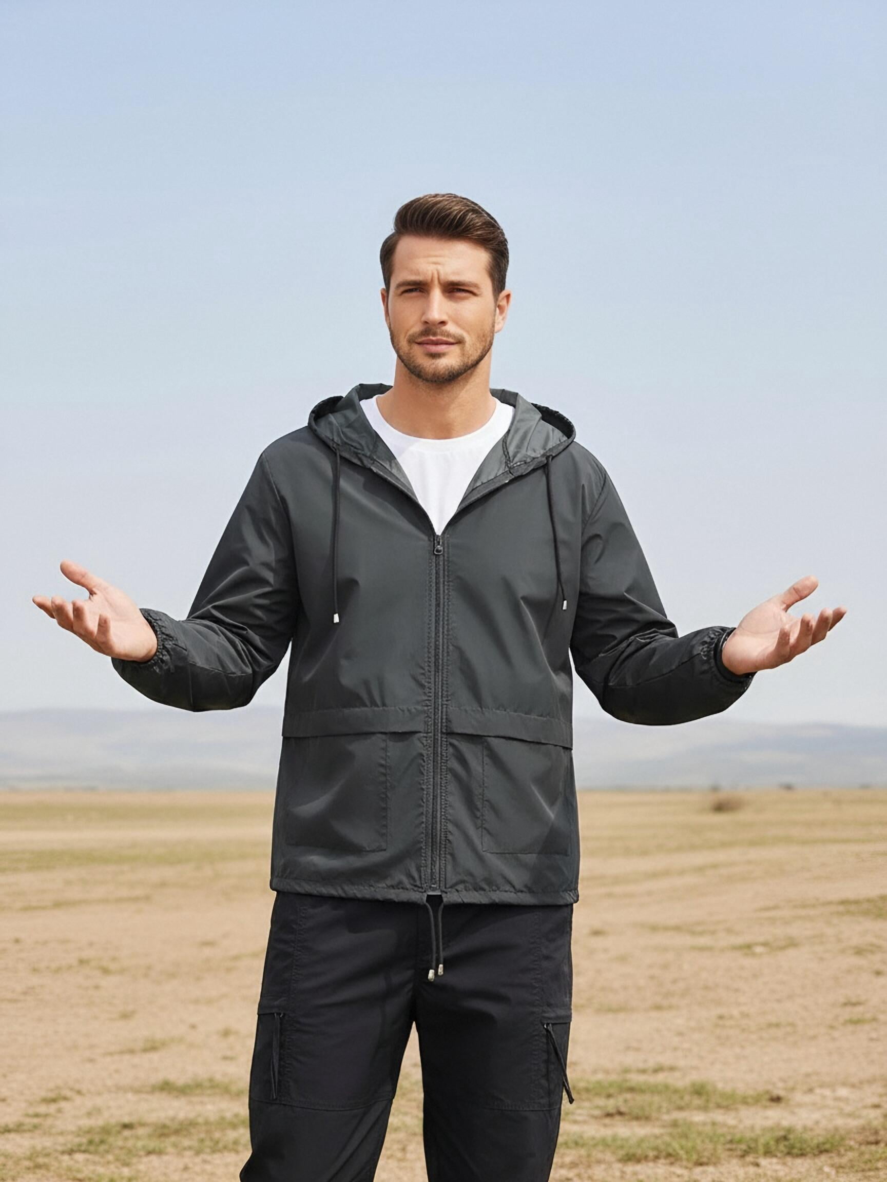 COOFANDY Hunting Rain Gear for Men Waterproof Hooded Raincoat