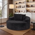 thumbnail image 3 of Ovios 58" Oversized Lounge Chair Round Cloud Deep Seat Accent Chair Plush Corduroy Boneless Sofa Chair for Living Room, Black, 3 of 12