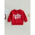 thumbnail image 2 of Bagilaanoe Toddler Baby Girl Boy Valentine’s Day Sweatshirt Long Sleeve Letter Print Pullover 6M 12M 18M 24M 3T Kids Fall Loose Tee Tops, 2 of 9