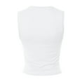 thumbnail image 4 of EliteGoogv Women Heart Cut Out Ruched Crop Tank Tops Tight Fitted Crewneck Asymmetrical Vest Clean Girls Fashion Womens Tee tops White L, 4 of 9