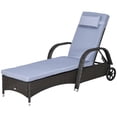 thumbnail image 1 of CoSoTower Chaise Longue d'Extérieur, Chaise Longue de Terrasse avec Appuie-Tête, Réglable à 5 Niveaux, Dossier, Roues, Café Foncé et Gris Argenté, 1 of 7