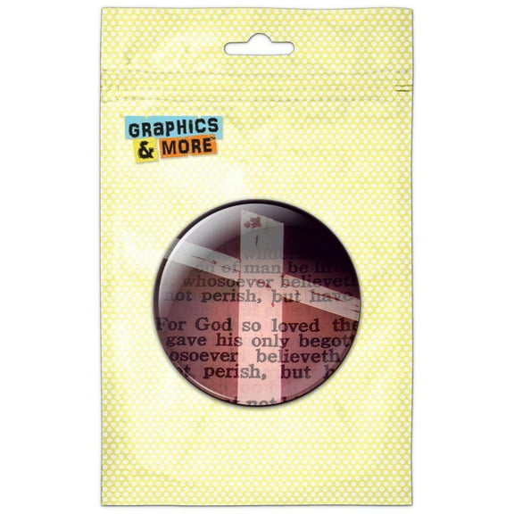Cross Bible Verse John 3-16 For God So Loved the World Refrigerator Button Magnet