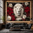 thumbnail image 6 of Floral Garden Lion with Face Upper Detailed Shoulders, Mystical Fantasy for Space Lovers, Galaxy Room Decor, Valentine'S Day Gift, Tapestry Wall Hanging for Bedroom and Dorm, 6 of 7