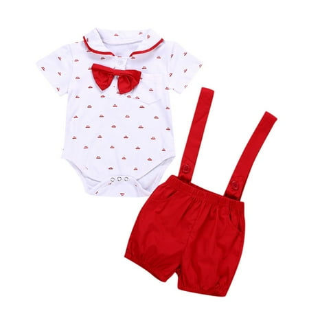 

Toddler Boys Casual 2PCS Baby Short Sleeve Romper Clothes + Pants Set Outfits