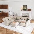 thumbnail image 1 of LLappuil Modular Sectional Sofa, 8 Seat Modular Sectional Sofa with Storage, 25.6" Deep Seat Chenille Sofa Couch for Living Room Khaki, 1 of 8