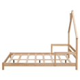 thumbnail image 6 of Full Size Floor Bed Montessori Bed Frame with House-Shaped Headboard and Guardrail, Wooden Floor House Bed for Kids Boys Girls, 8 Slats Support, No Spring Box Needed, Natural, 6 of 7