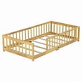 thumbnail image 4 of Duxelifin Twin Montessori Floor Bed for Toddler with Rails, Kids Floor Bed Frame, Solid Wood Low to Ground Toddler Bed for Boys and Girls, No Box Spring Needed, Natural, 4 of 12