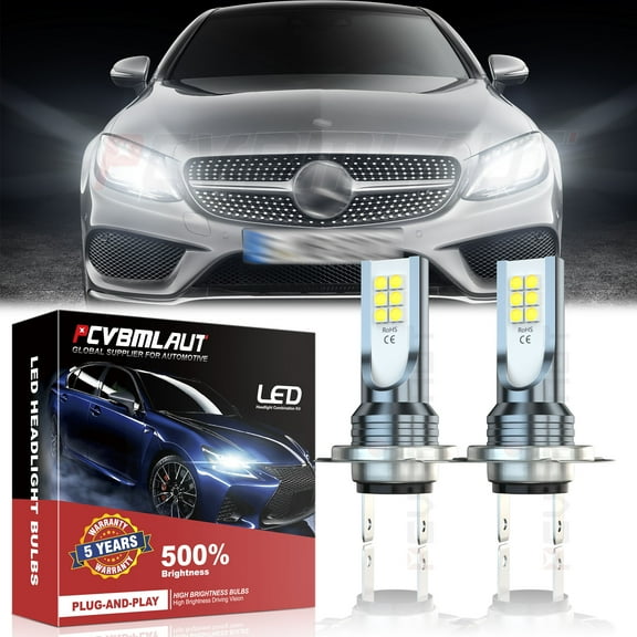 H7 LED Fog Light DRL Bulbs Fanless Noiseless H7 Halogen Replacement 50W 4000LM 6000K