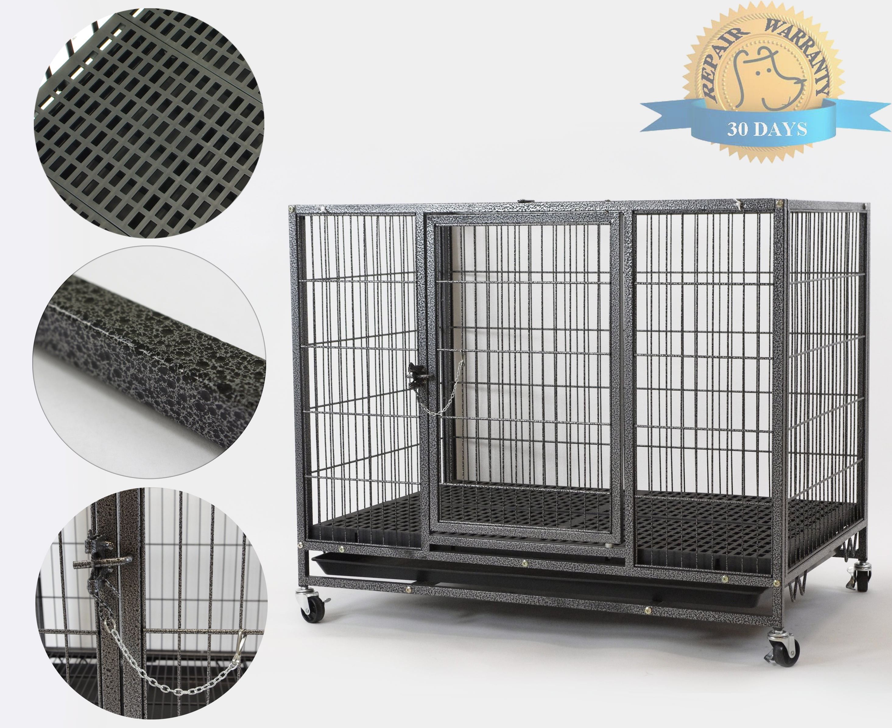 Homey Pet Stackable Dog Cage withs Wheels & Feeding Bowls, 37"L x 25"W