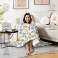 thumbnail image 4 of Wearable Blanket,Yellow Lemon Fruit Slices White Pattern Hooded Wearable Flannel Blanket for Adults & Teens with Buckle,Winter Poncho Shawl Wrap Cape,60"x80", 4 of 5
