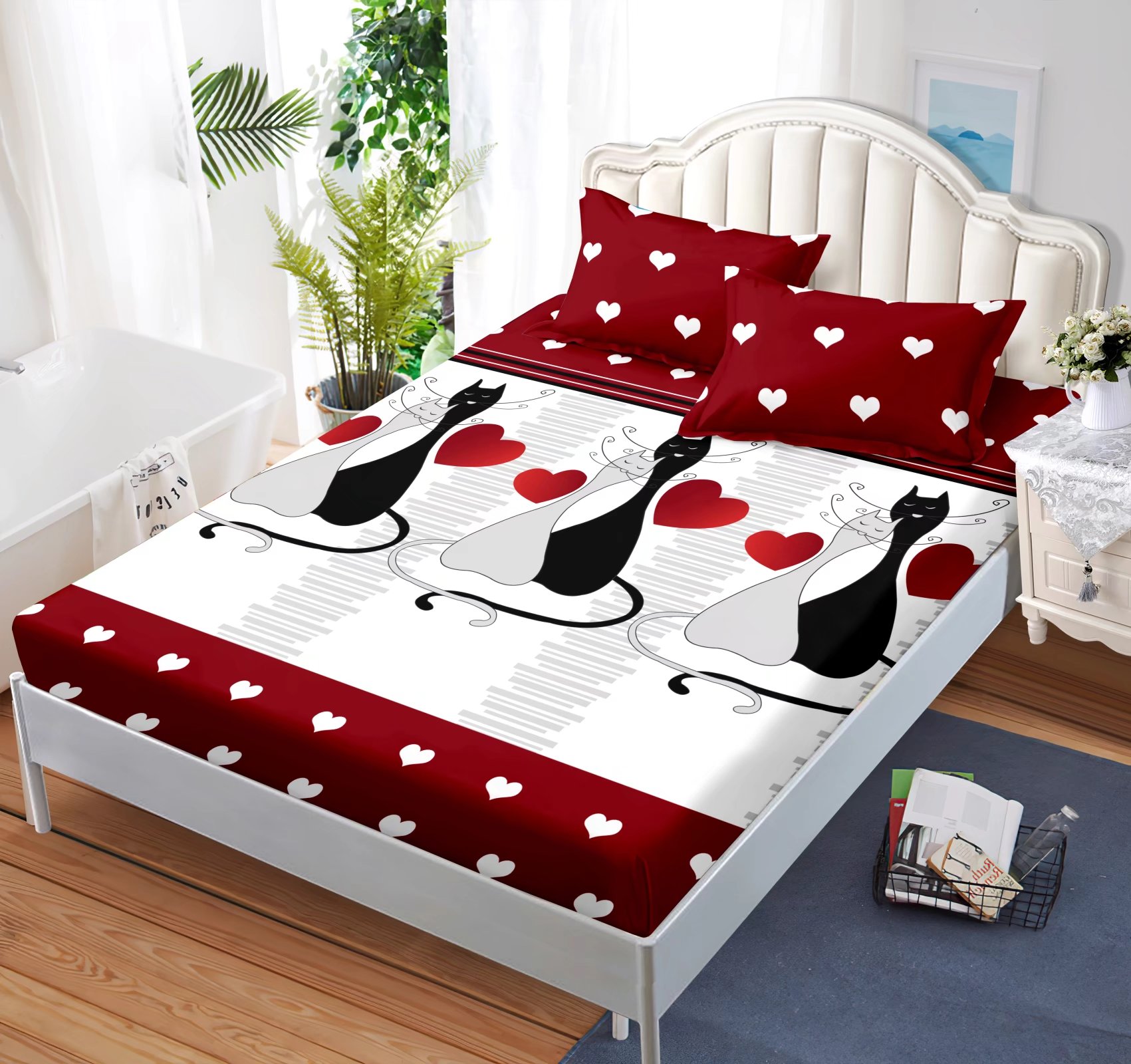 Fitted Sheet Flower Painting Highend Decorative Pattern Printed Bedding