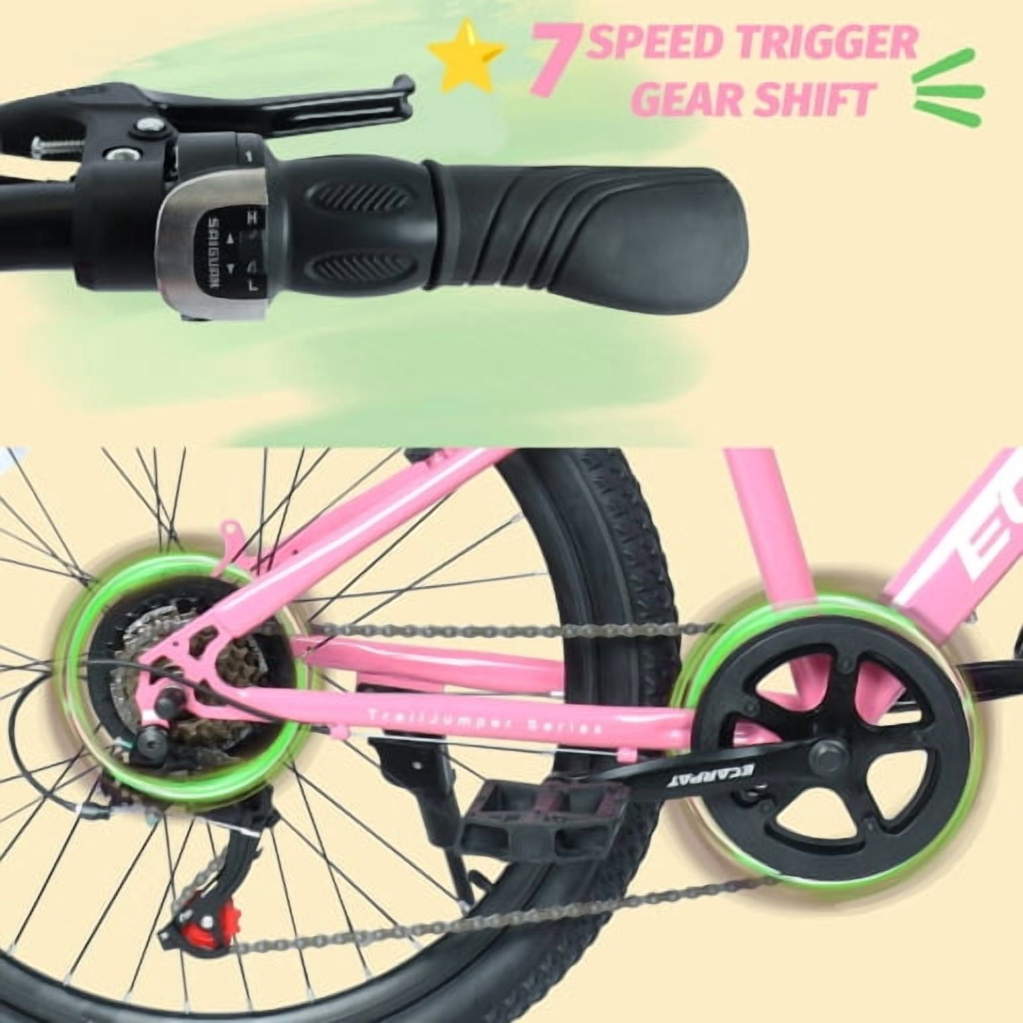 RAISTYW 24" Adult Mountain Bike with 7 Speeds & Front Suspension Durable Steel Frame Compact Bicycle for Women