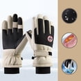 thumbnail image 4 of Brown Gloves Mittens Winter Gloves Women Men Ski Gloves Thermal Warm Windproof Rainproof Cold Proof Ski Riding Warm Gloves Perfect for Cycling Running Hiking Freezer Work and Daily Activities, 4 of 4
