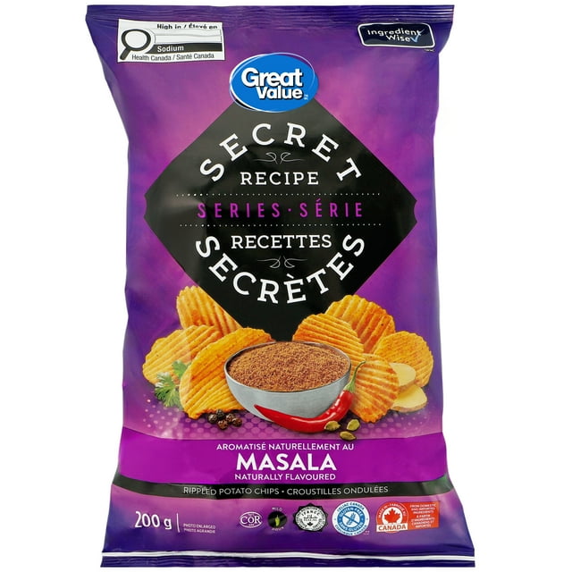 Great Value Secret Recipe Series Masala Naturally Flavoured Rippled Potato Chips