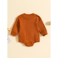thumbnail image 3 of ZAXARRA Baby Sweatshirt Romper Long Sleeve Round Neck Solid Color Ribbed Bodysuit Infant Fall Outfit, 3 of 8