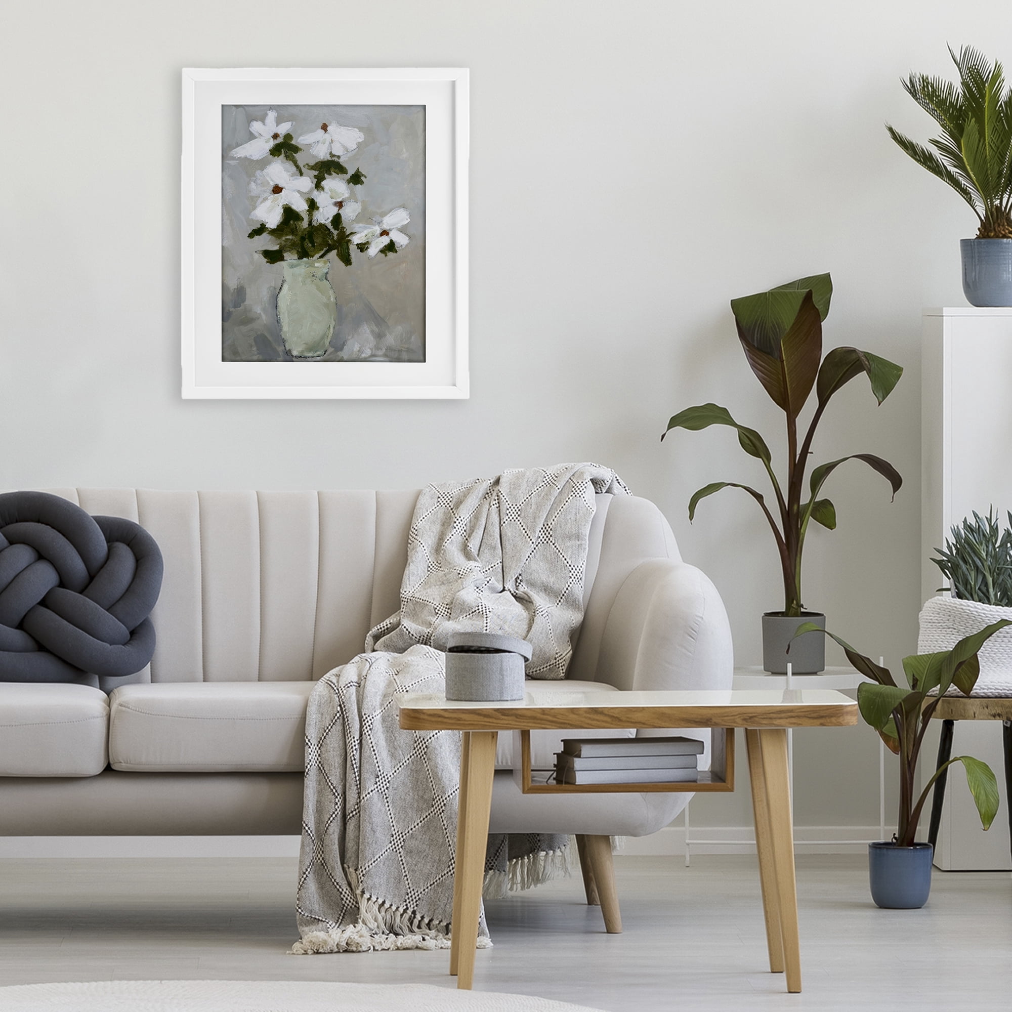 Stupell Industries Cosmos Flowers Serene Rustic Vase White Framed Print Under Glass, design by Chloe Elliot