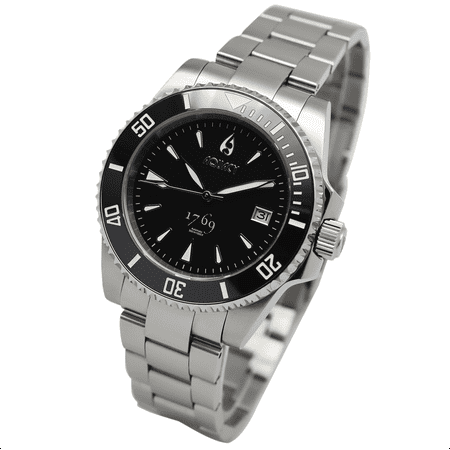 Aquacy 1769 Hei Matau Men's Automatic 300M Black Dive Watch ETA SWISS MOVEMENT Double Locking Diver Clasp Bracelet (Best Eta Automatic Movement)