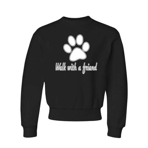 Youth Walk With A Friend Dog Lovers Pet Lovers Crewneck Sweatshirt