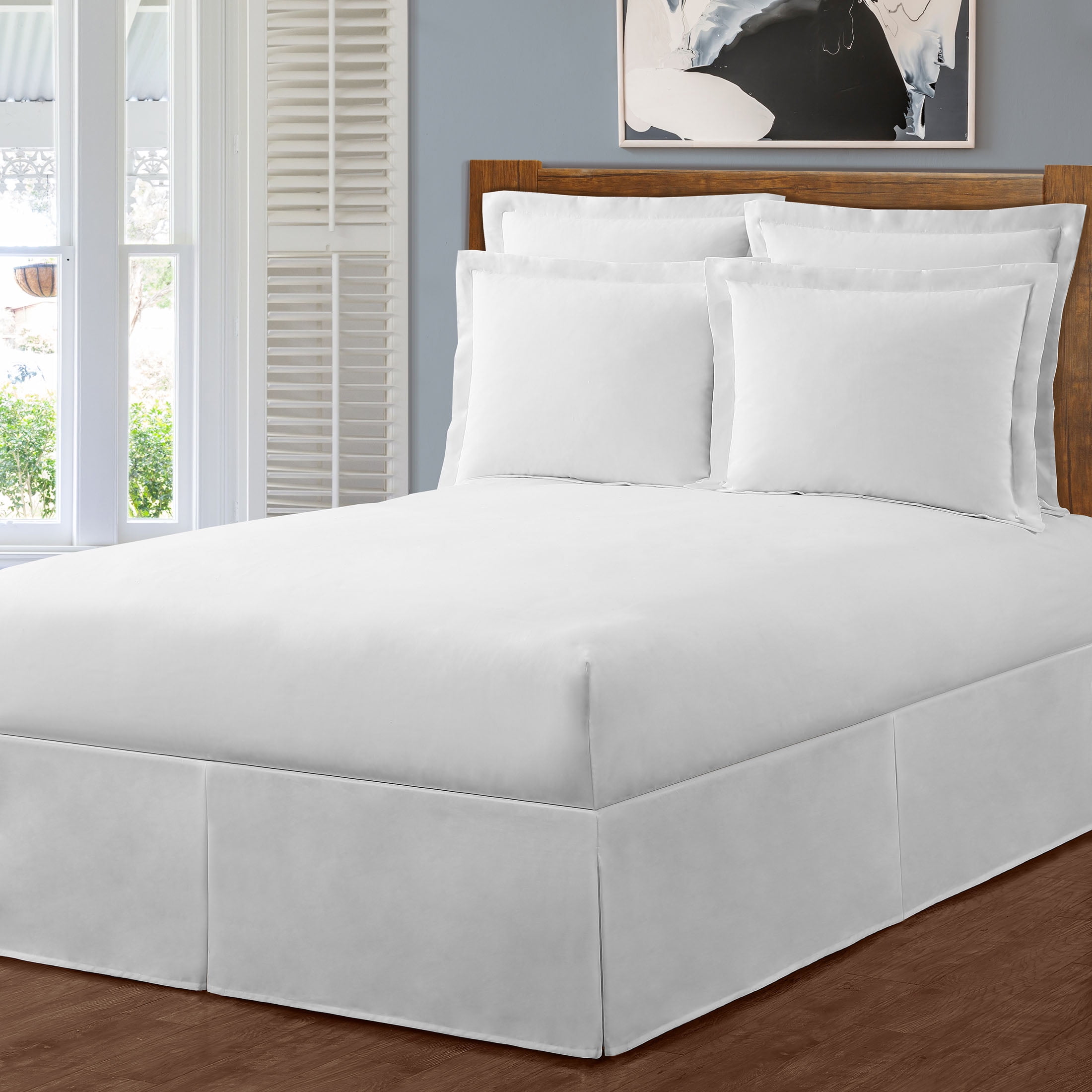 WonderSkirt Wraparound Tailored 15" Microfiber Bedskirt, White, Full