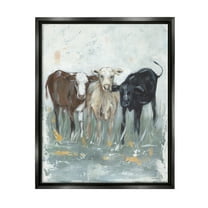 Stupell Abstract Rustic Country Cows Painting Animals & Insects Painting Black Floater Framed Art Print Wall Art