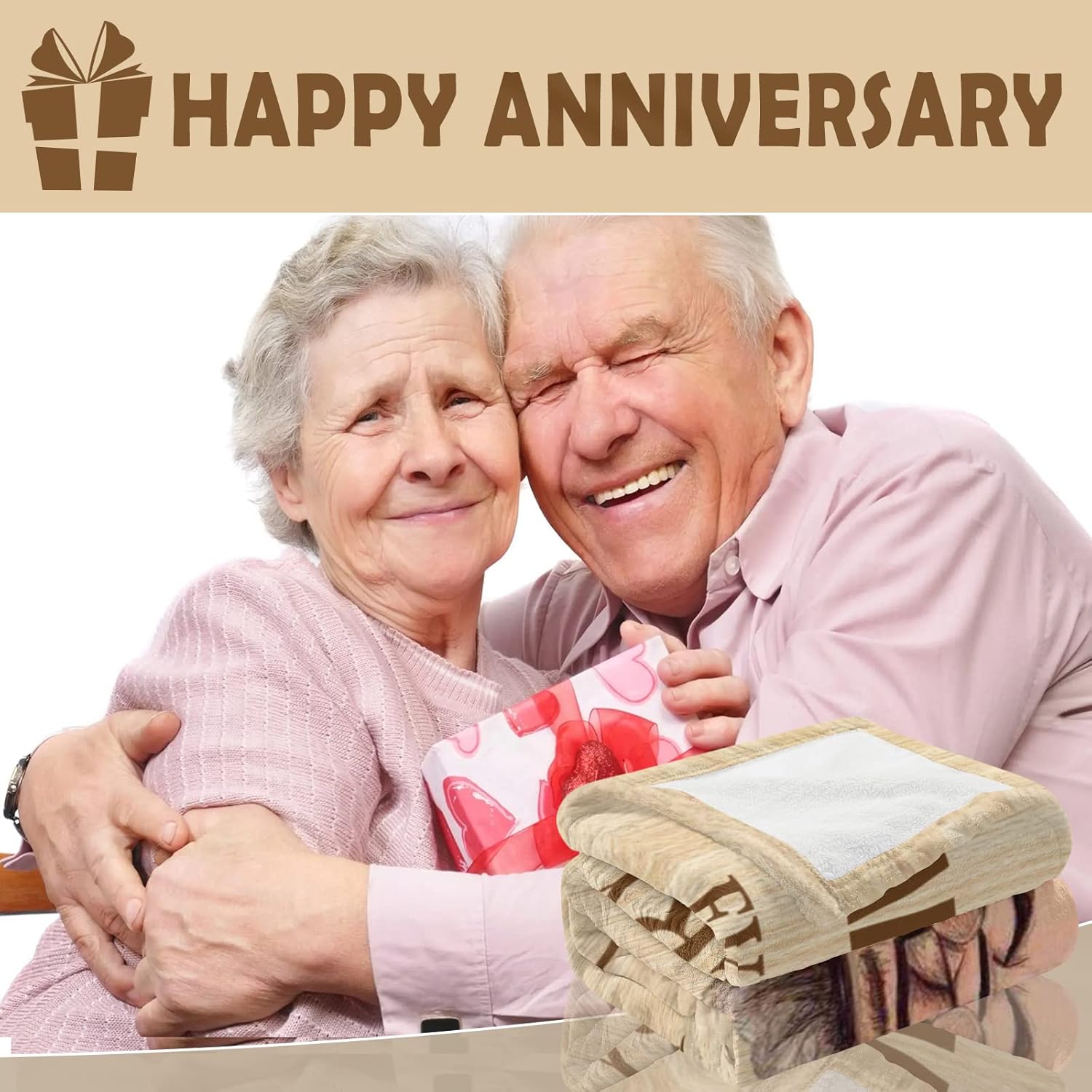 Wedding Anniversary Blanket Gifts for Him Her Wife Husband Men Women, Best Romantic Anniversary Marriage Gift for Couple Mom Parents, Happy Anniversary for Girlfriend Boyfriend Gifts Blanket