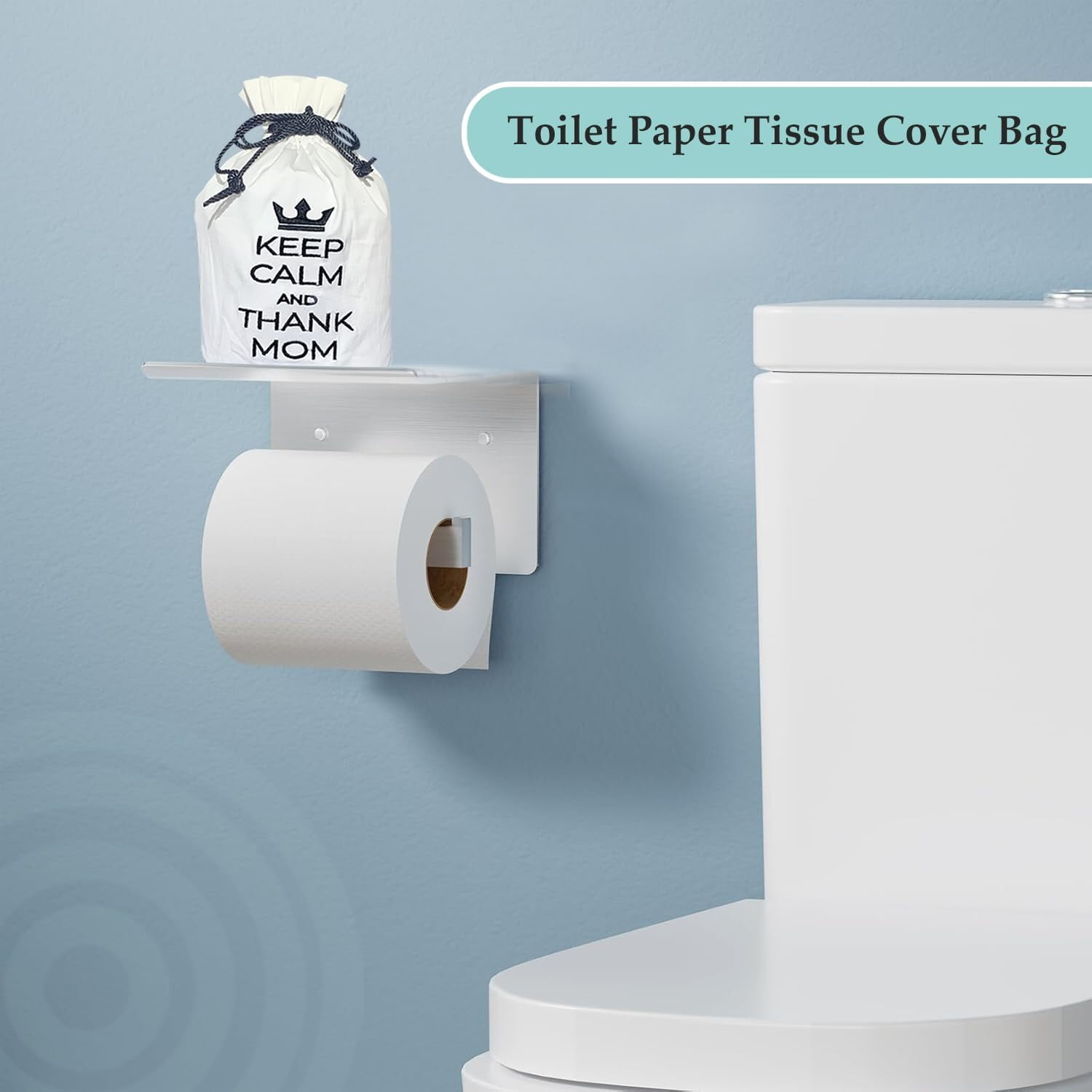 Born Uncommon Toilet Paper Roll Cover - 9" x 5.5" Reusable Cotton Toilet Paper Cover with Drawstring Closure – Decorative Bathrooms Tissue Roll Storage Bag