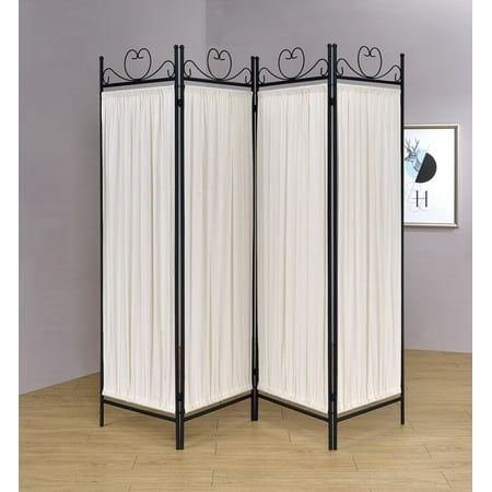 4 Panel Folding Screen Room Divider White Fabric