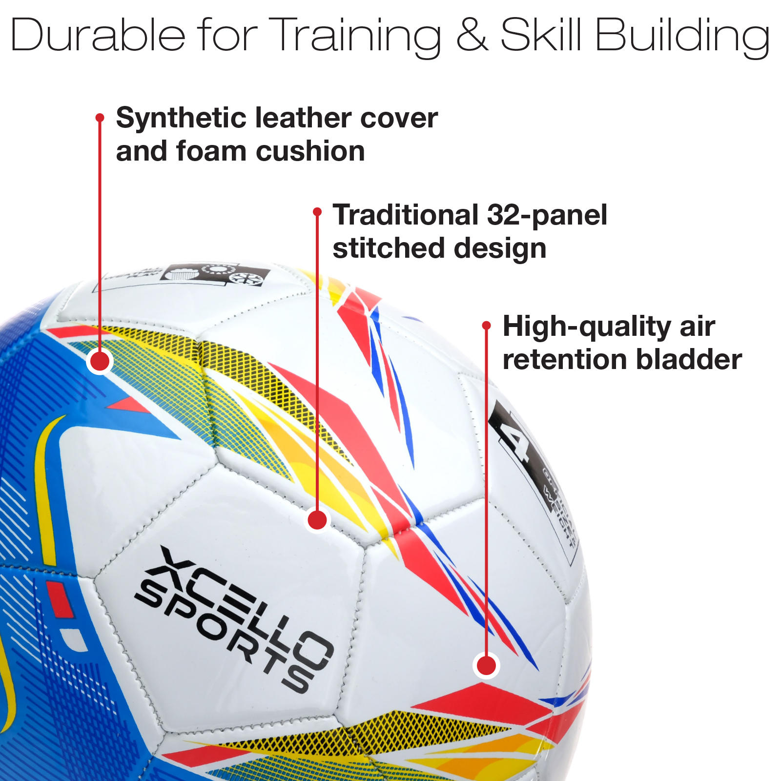 Xcello Sports Soccer Ball Size 4 Assorted Graphics with Pump (Pack of 2) - XS-SB-S4-2-ASST