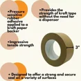 thumbnail image 7 of MMBM Flatback Tape Tan 3" x 55 Yards 4.8 Mil Adhesive Paper Light Packing Tabbing 24 Rolls, 7 of 7