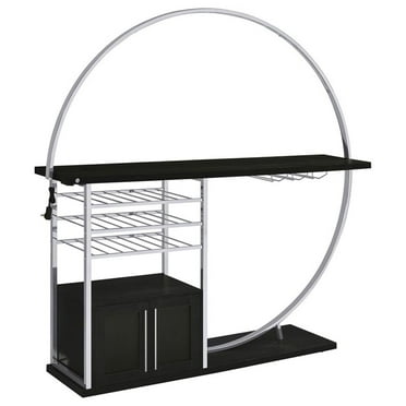 Coaster Risley Circular LED Wood Home Bar with Wine Storage Dark Charcoal