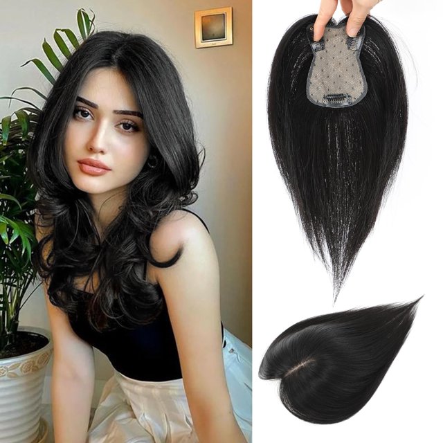 Hair Toppers OLLAVO 360° 3D con flequillo con clip para cabello humano real para mujer