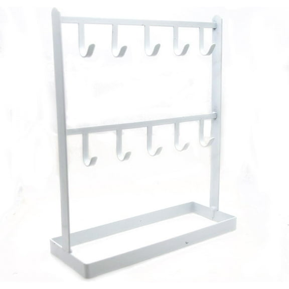 ABCISI 1 PC Tabletop Hook Rack – Jewelry Display Stand – Metal Retail Counter Display Stand for Necklace Bracelets, Earrings, Ring, Keys, Watches (White)